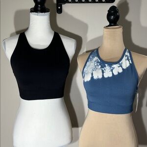 NWT 2-Pk Sports Bra Strappy Back Blue/White, Black Sz XL